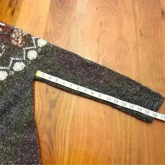 Vintage Wool Blend Boho/Bohemian Relaxed Fit Zip Up Grey Cardigan Sweater - Picture 10 of 13